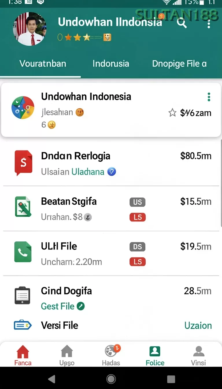 Cuplikan layar SONTOGEL — menu navigasi